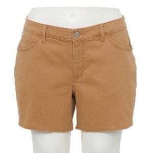 Pluse Size EVRI Frayed-Hem Jean Shorts, Women's, Size: 24 W, Lt Brown